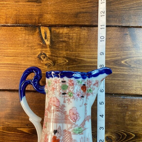 Vintage handpainted Japanese Geisha Ware ceramic porcelain Pitcher - Picture 8 of 9